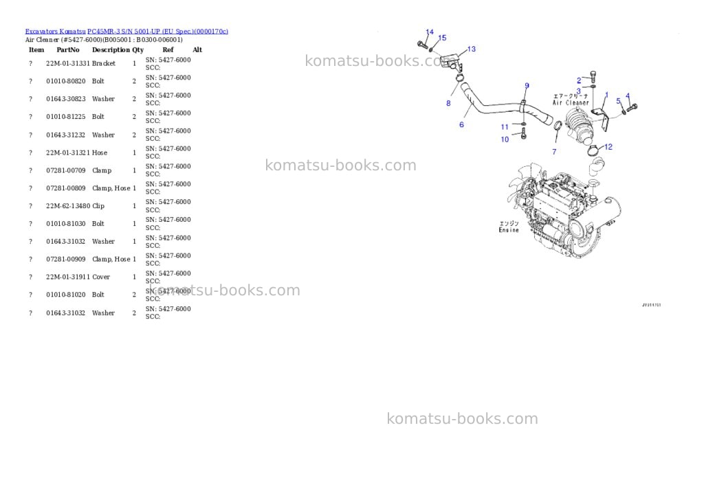 Komatsu PC45MR-3 S/N 5001-UP (EU Spec.) Parts catalog cover Page 4 Komatsu PC45MR-3 S/N 5001-UP (EU Spec.) Parts catalog cover Page 4