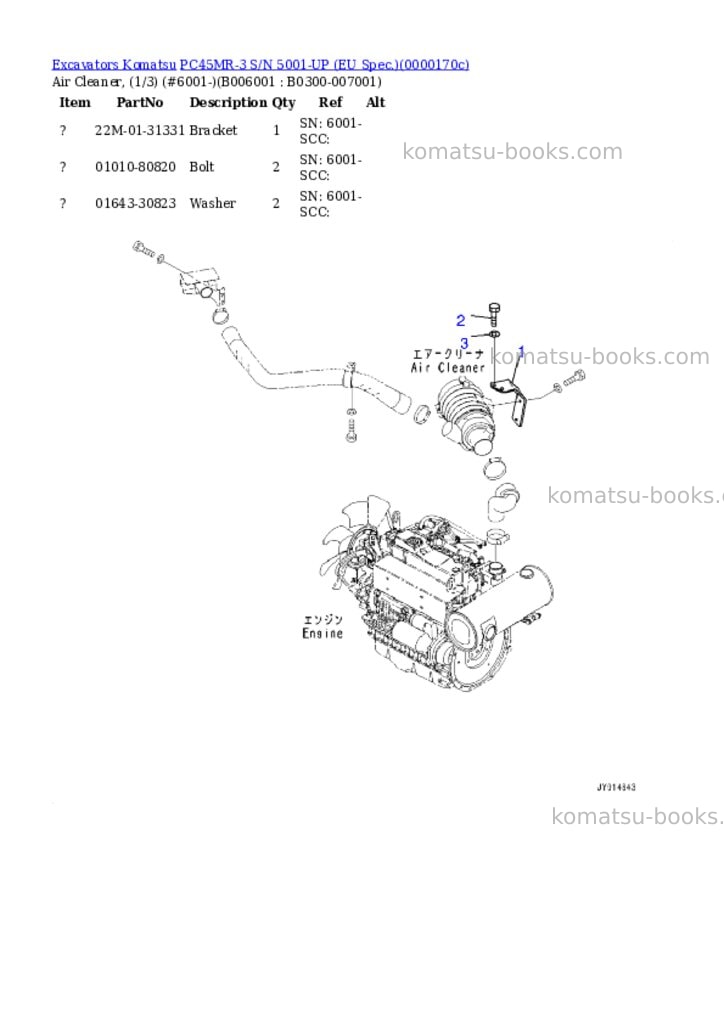 Komatsu PC45MR-3 S/N 5001-UP (EU Spec.) Parts catalog cover Page 5 Komatsu PC45MR-3 S/N 5001-UP (EU Spec.) Parts catalog cover Page 5