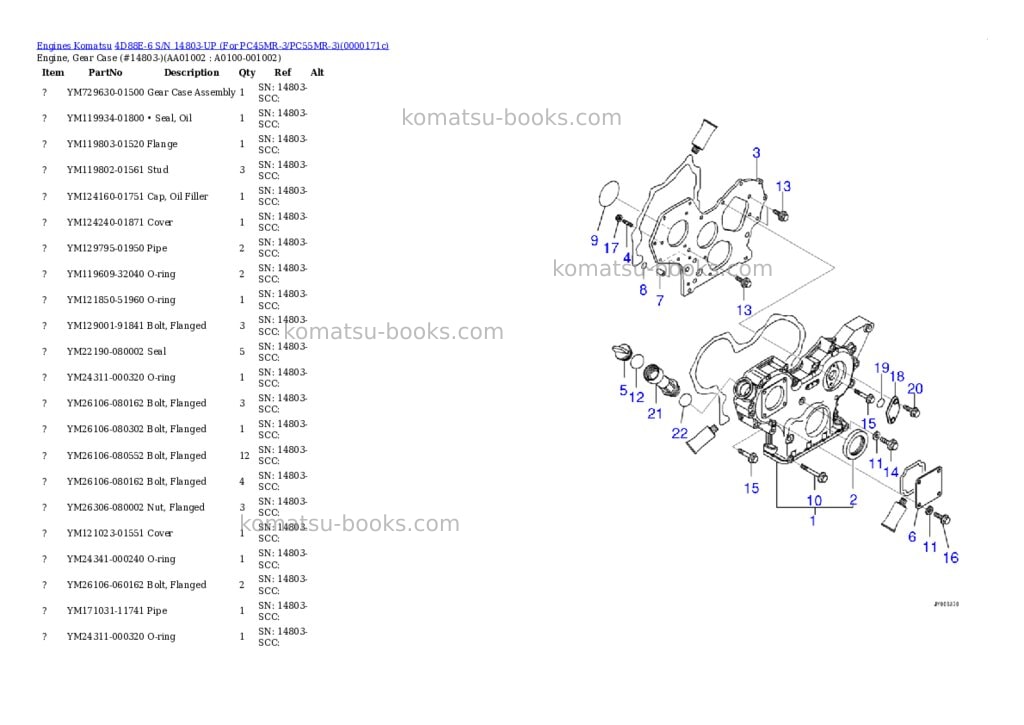 Komatsu 4d88e-6 s/n -up for pc45mr-3 Parts catalog cover