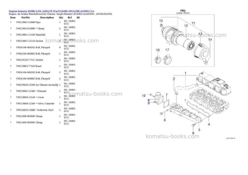 Komatsu 4d88e-6 s/n -up for pc45mr-3 Parts catalog cover Page 4