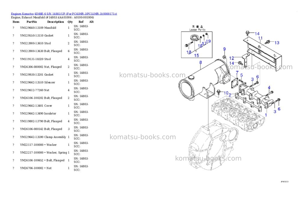 Komatsu 4d88e-6 s/n -up for pc45mr-3 Parts catalog cover Page 5
