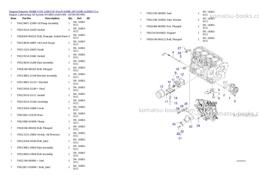 Komatsu 4d88e-6 s/n -up for pc45mr-3 Parts catalog cover Page 8