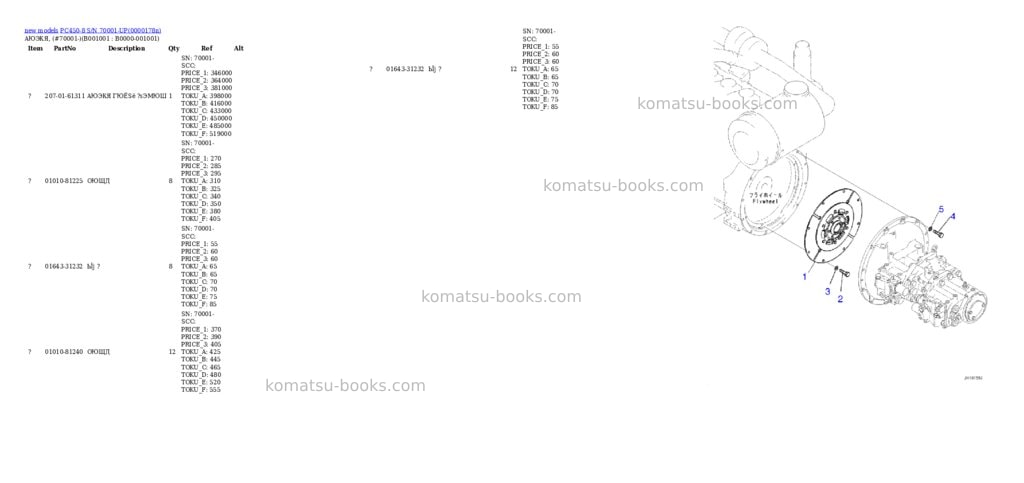 Komatsu PC450-8 S/N 70001-UP Parts catalog cover Komatsu PC450-8 S/N 70001-UP Parts catalog cover