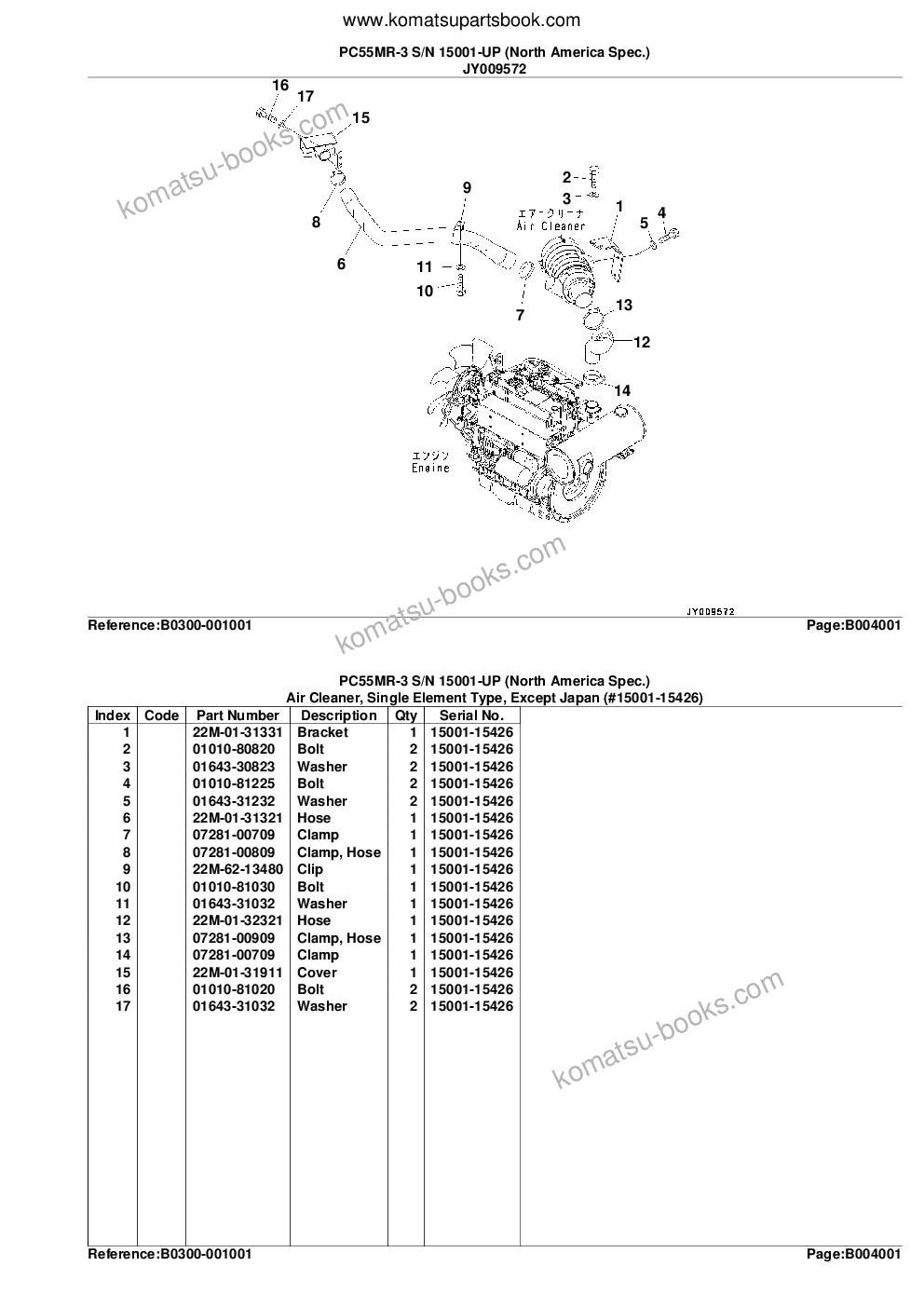 Komatsu PC55MR-3 S/N 15001-UP (North America Spec.) Parts catalog cover Page 10