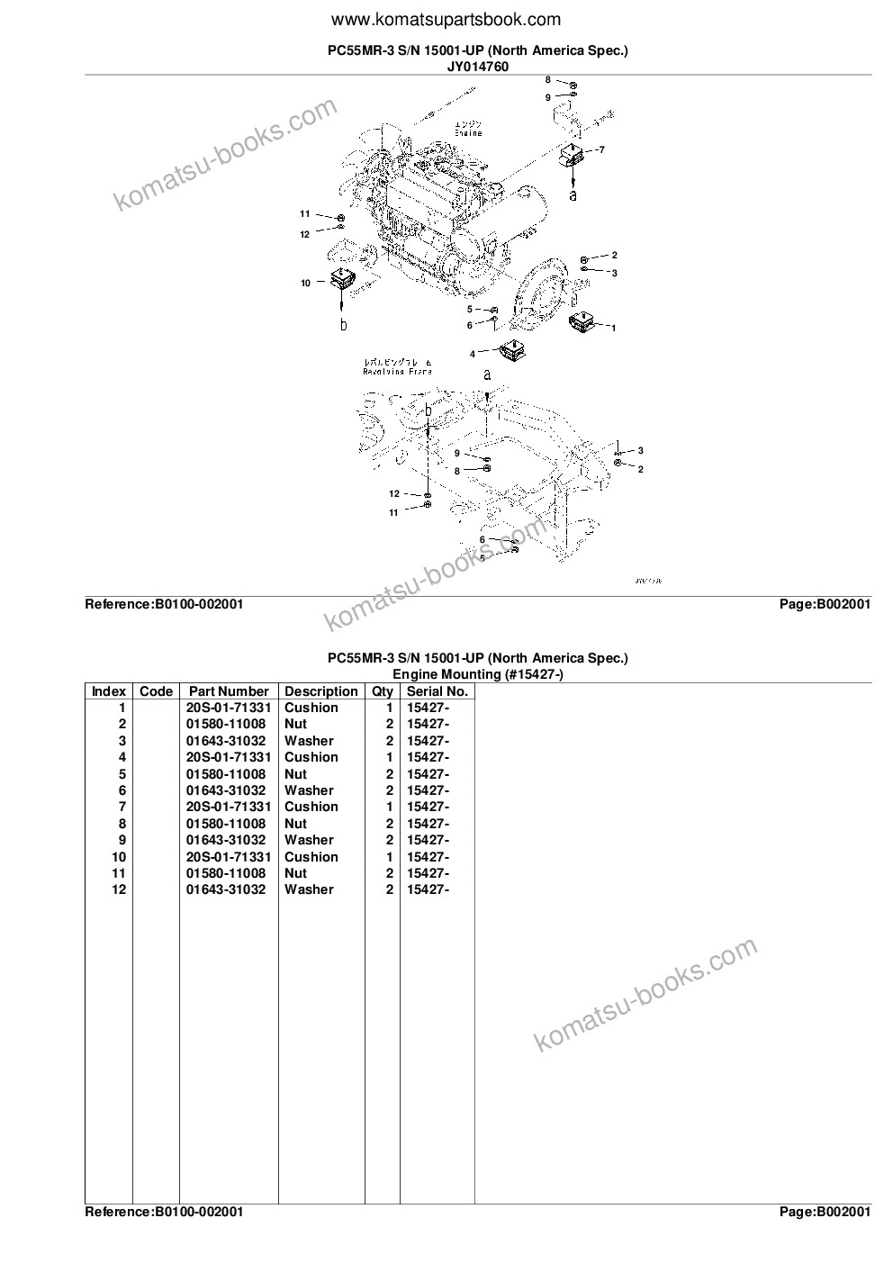 Komatsu PC55MR-3 S/N 15001-UP (North America Spec.) Parts catalog cover Page 6