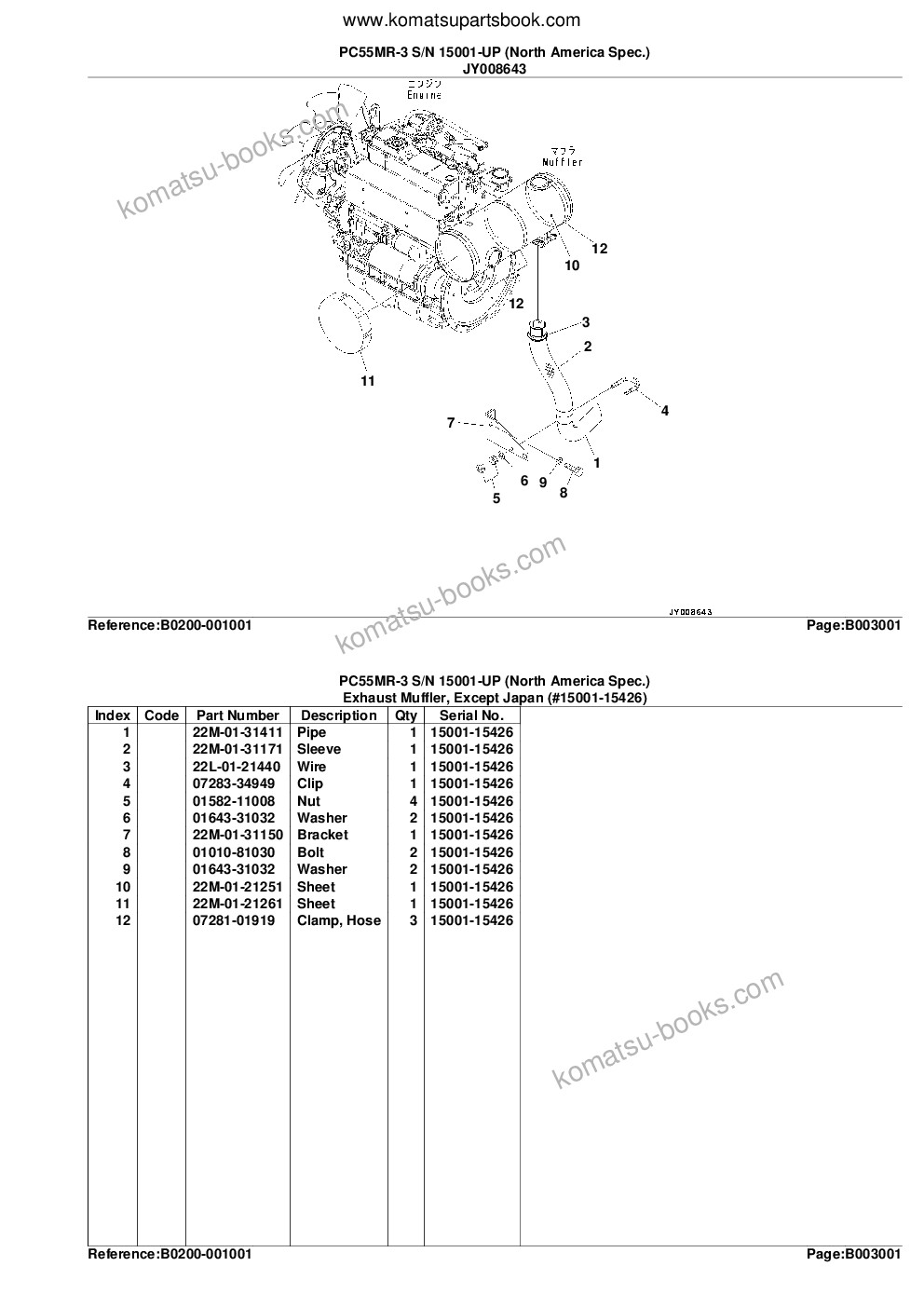 Komatsu PC55MR-3 S/N 15001-UP (North America Spec.) Parts catalog cover Page 8