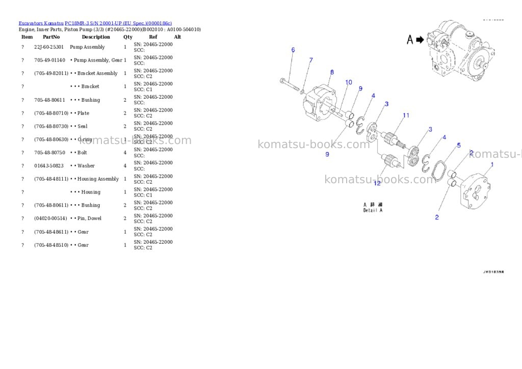 Komatsu pc18mr-3 s/n -up Parts catalog cover Page 10 Komatsu pc18mr-3 s/n -up Parts catalog cover Page 10