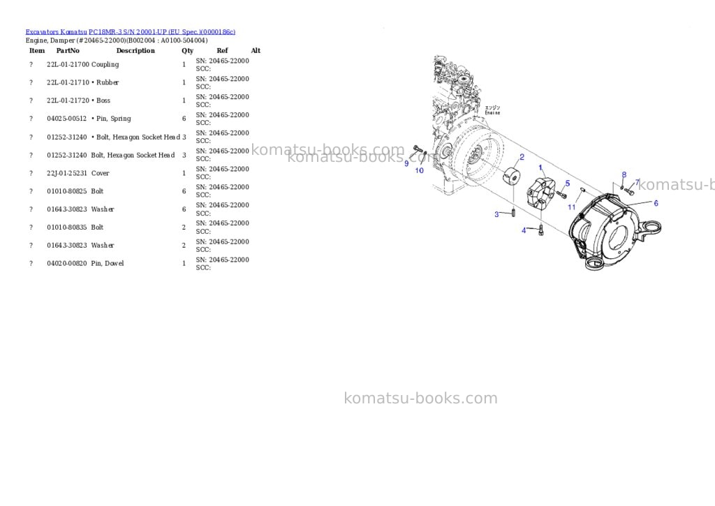 Komatsu pc18mr-3 s/n -up Parts catalog cover Page 4 Komatsu pc18mr-3 s/n -up Parts catalog cover Page 4