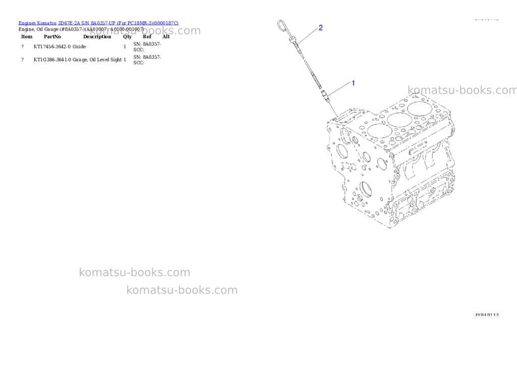 Komatsu 3d67e-2a s/n -up for pc18mr-3 Parts catalog cover Page 6