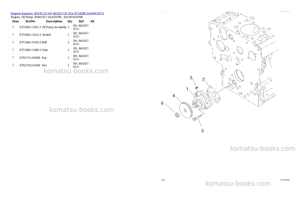 Komatsu 3d67e-2a s/n -up for pc18mr-3 Parts catalog cover Page 7
