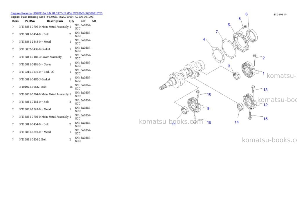 Komatsu 3d67e-2a s/n -up for pc18mr-3 Parts catalog cover Page 8