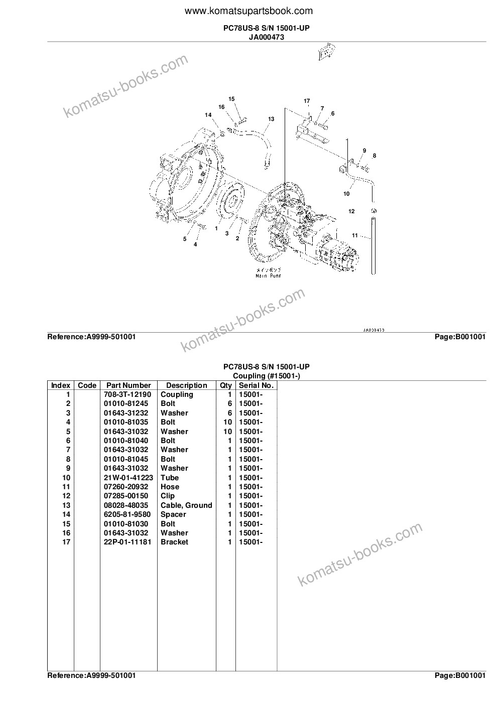 Komatsu pc78us-8 s/n 15001-up Parts catalog cover Page 4 Komatsu pc78us-8 s/n 15001-up Parts catalog cover Page 4