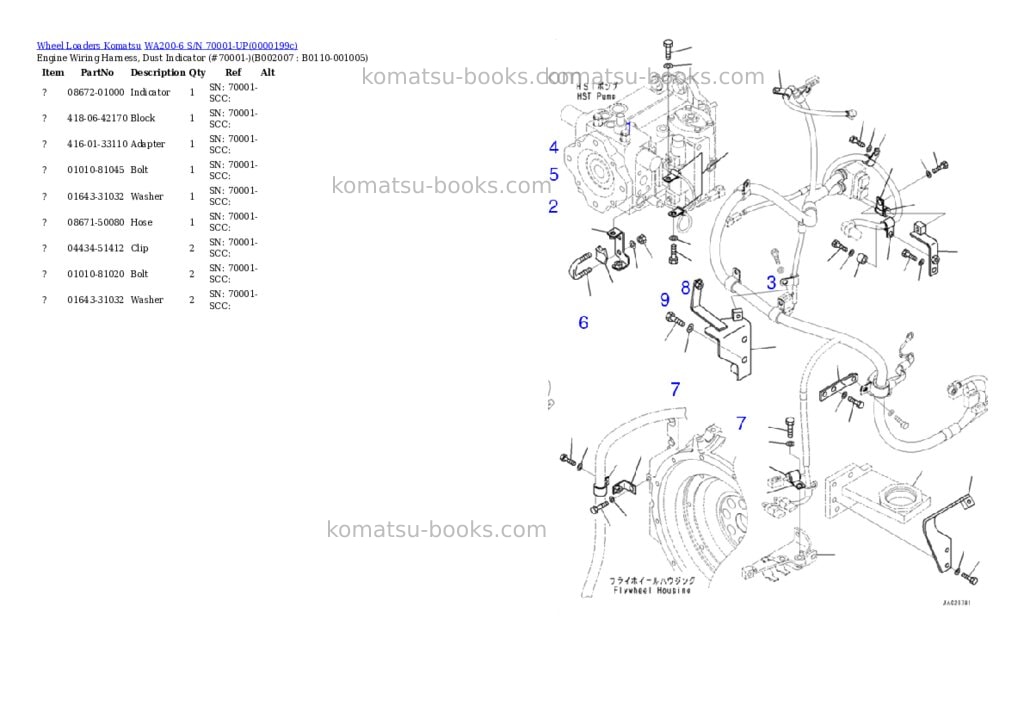 Komatsu WA200-6 S/N 70001-UP Parts catalog cover Page 7