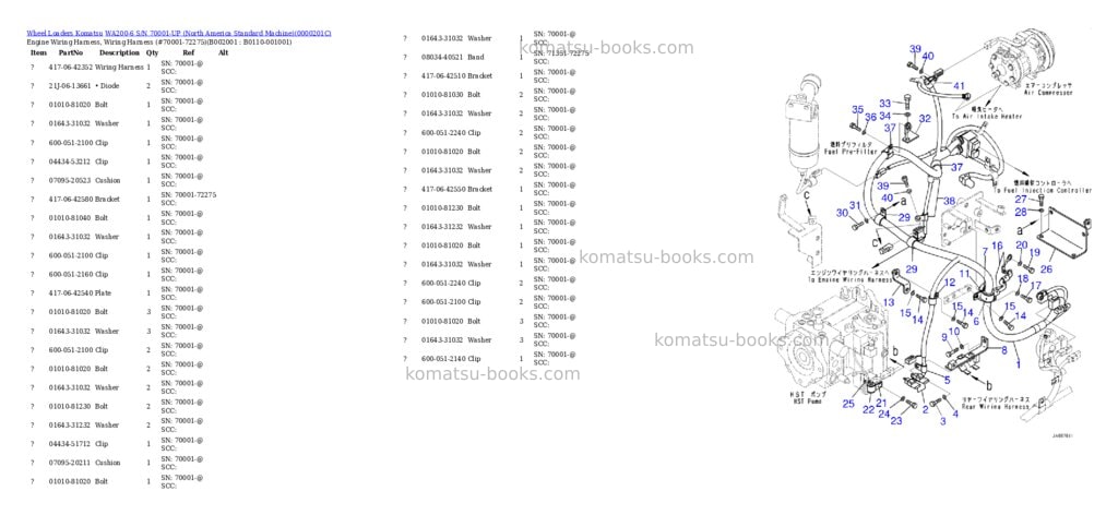 Komatsu WA200-6 S/N 70001-UP (North America Standard Machine) Parts catalog cover