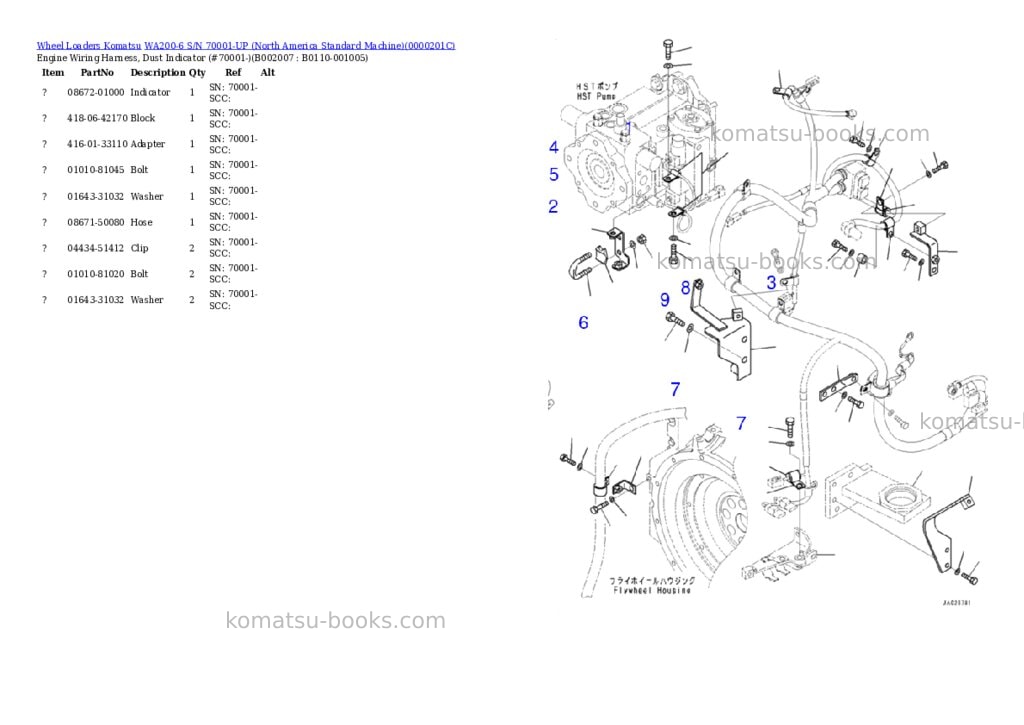 Komatsu WA200-6 S/N 70001-UP (North America Standard Machine) Parts catalog cover Page 7