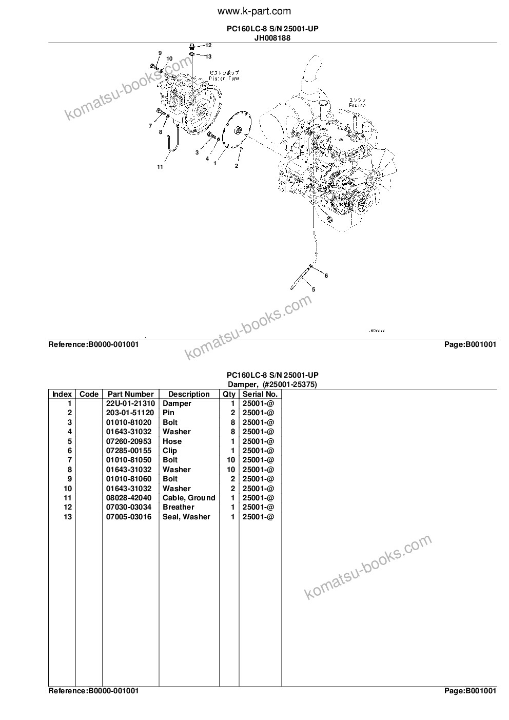 Komatsu pc160lc-8 s/n 25001-up Parts catalog cover Page 4 Komatsu pc160lc-8 s/n 25001-up Parts catalog cover Page 4