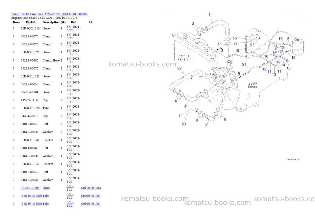 Komatsu hm250-2 s/n 2001-up Parts catalog cover