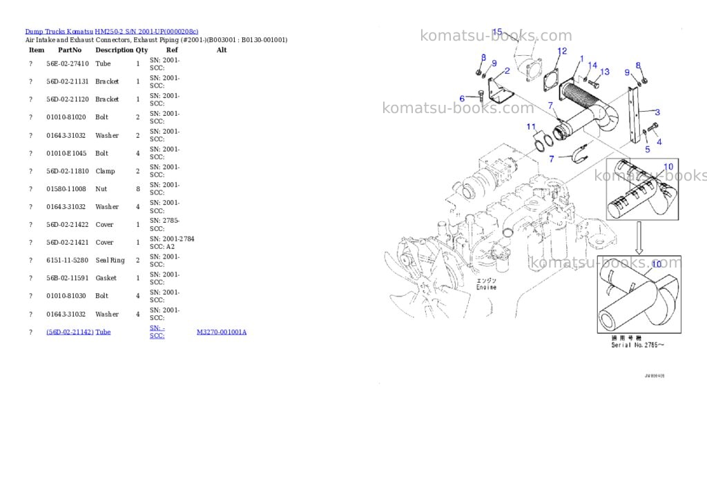 Komatsu hm250-2 s/n 2001-up Parts catalog cover Page 2