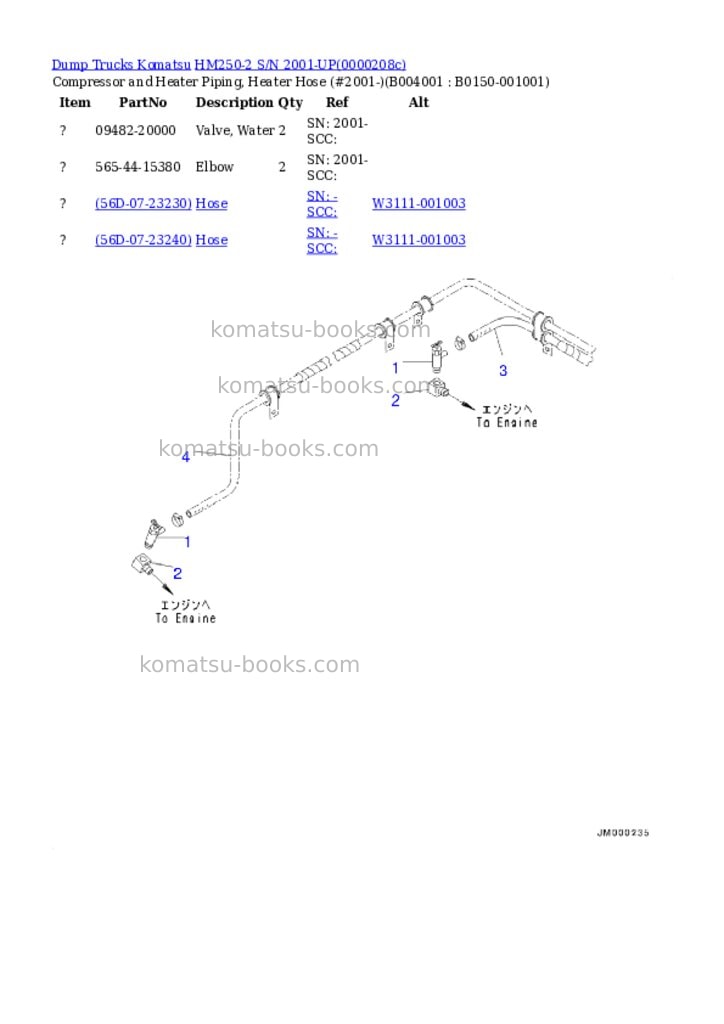 Komatsu hm250-2 s/n 2001-up Parts catalog cover Page 4