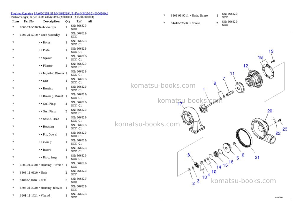 Komatsu saa6d125e-5j s/n 566329-up for hm250-2 Parts catalog cover Page 3