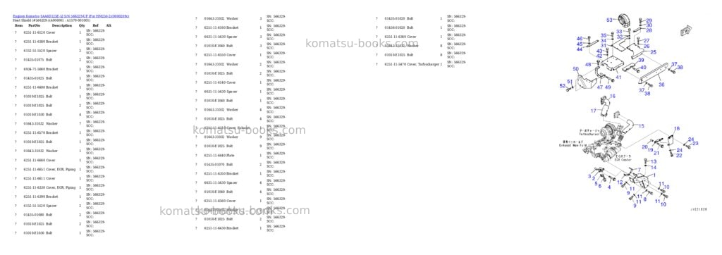 Komatsu saa6d125e-5j s/n 566329-up for hm250-2 Parts catalog cover Page 6