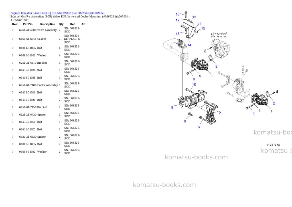 Komatsu saa6d125e-5j s/n 566329-up for hm250-2 Parts catalog cover Page 7