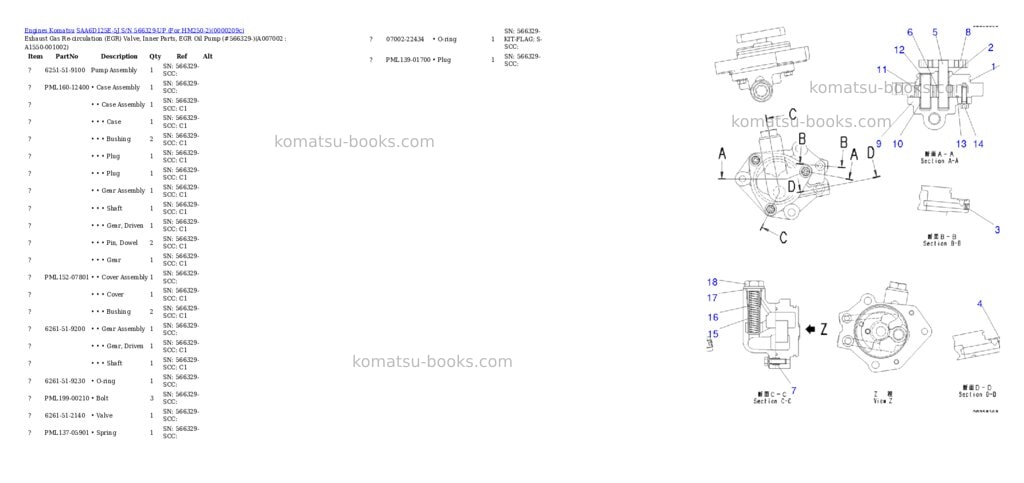 Komatsu saa6d125e-5j s/n 566329-up for hm250-2 Parts catalog cover Page 8