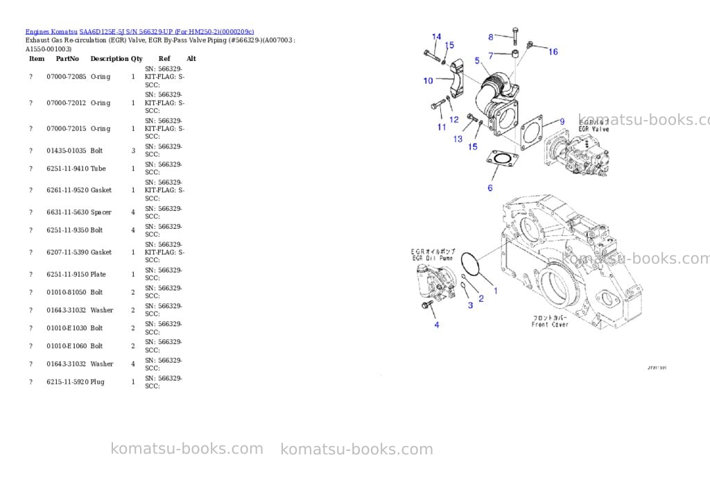 Komatsu saa6d125e-5j s/n 566329-up for hm250-2 Parts catalog cover Page 9