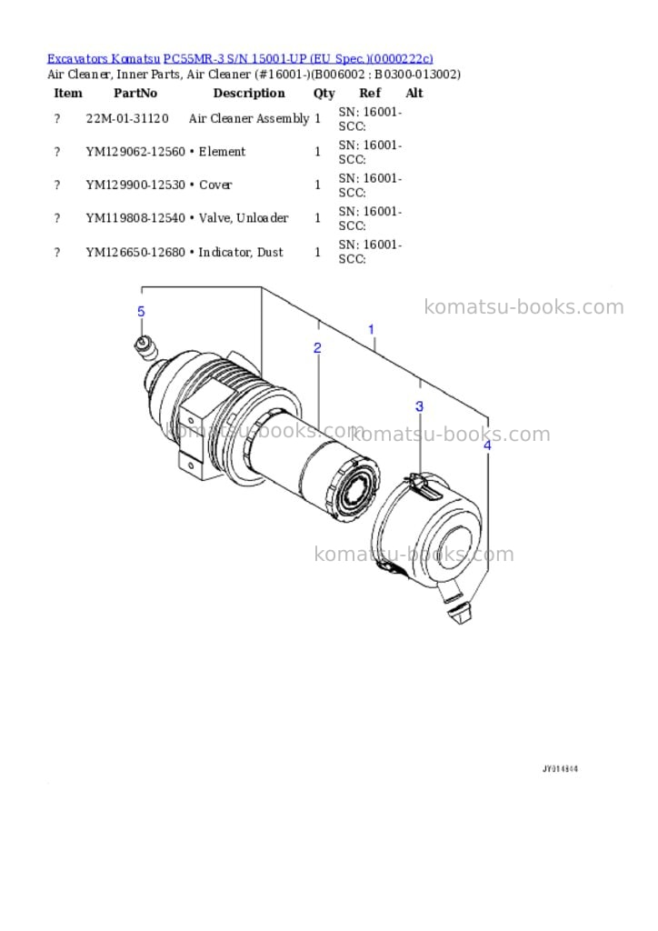 Komatsu PC55MR-3 S/N 15001-UP (EU Spec.) Parts catalog cover Page 6