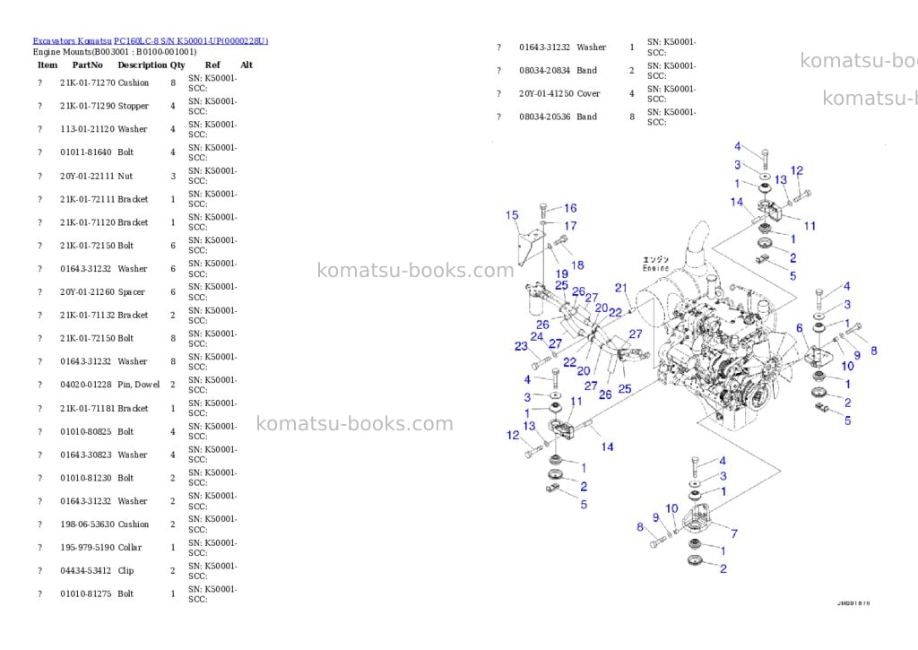 Komatsu pc160lc-8 s/n k50001-up Parts catalog cover Page 10 Komatsu pc160lc-8 s/n k50001-up Parts catalog cover Page 10