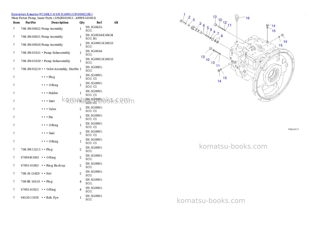 Komatsu pc160lc-8 s/n k50001-up Parts catalog cover Page 2 Komatsu pc160lc-8 s/n k50001-up Parts catalog cover Page 2