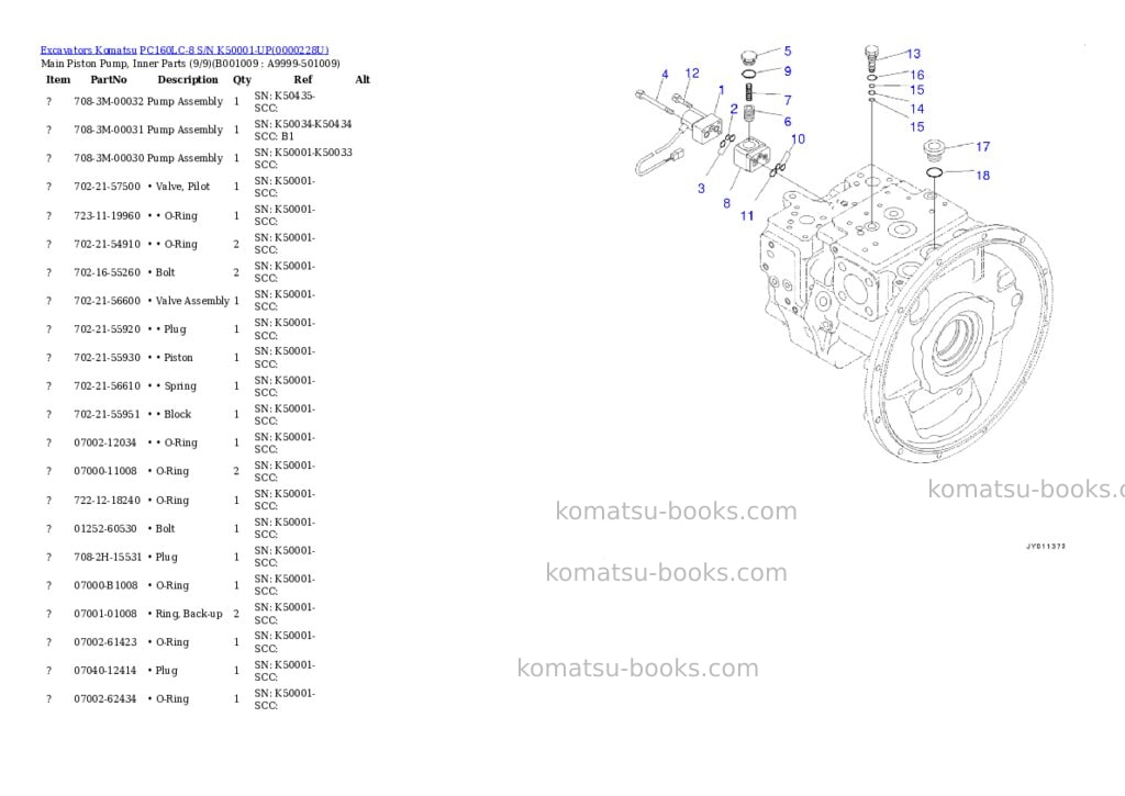 Komatsu pc160lc-8 s/n k50001-up Parts catalog cover Page 8 Komatsu pc160lc-8 s/n k50001-up Parts catalog cover Page 8