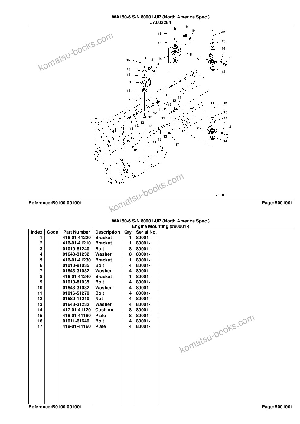 Komatsu WA150-6 S/N 80001-UP (North America Spec.) Parts catalog cover Page 4