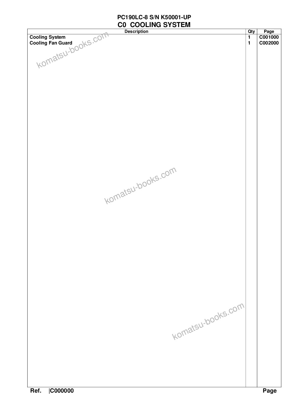 Komatsu pc190lc-8 s/n k50001-up Parts catalog cover Page 3 Komatsu pc190lc-8 s/n k50001-up Parts catalog cover Page 3