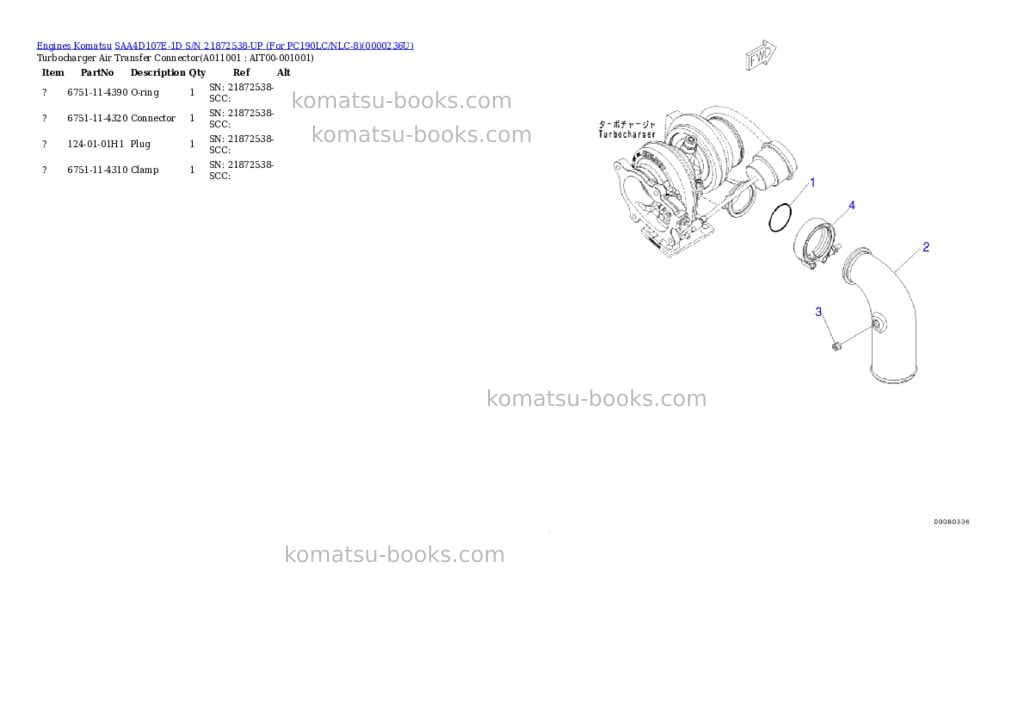 Komatsu saa4d107e-1d s/n 21872538-up for pc190lc/nlc-8 Parts catalog cover Page 10