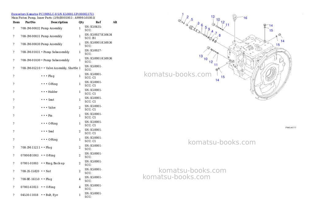 Komatsu pc190nlc-8 s/n k50001-up Parts catalog cover Page 2 Komatsu pc190nlc-8 s/n k50001-up Parts catalog cover Page 2