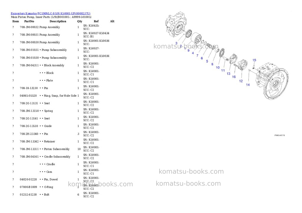 Komatsu pc190nlc-8 s/n k50001-up Parts catalog cover Page 4 Komatsu pc190nlc-8 s/n k50001-up Parts catalog cover Page 4