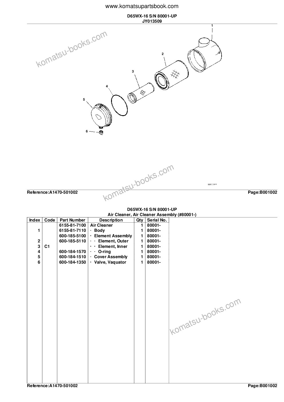 Komatsu d65wx-16 s/n 80001-up Parts catalog cover Page 5 Komatsu d65wx-16 s/n 80001-up Parts catalog cover Page 5