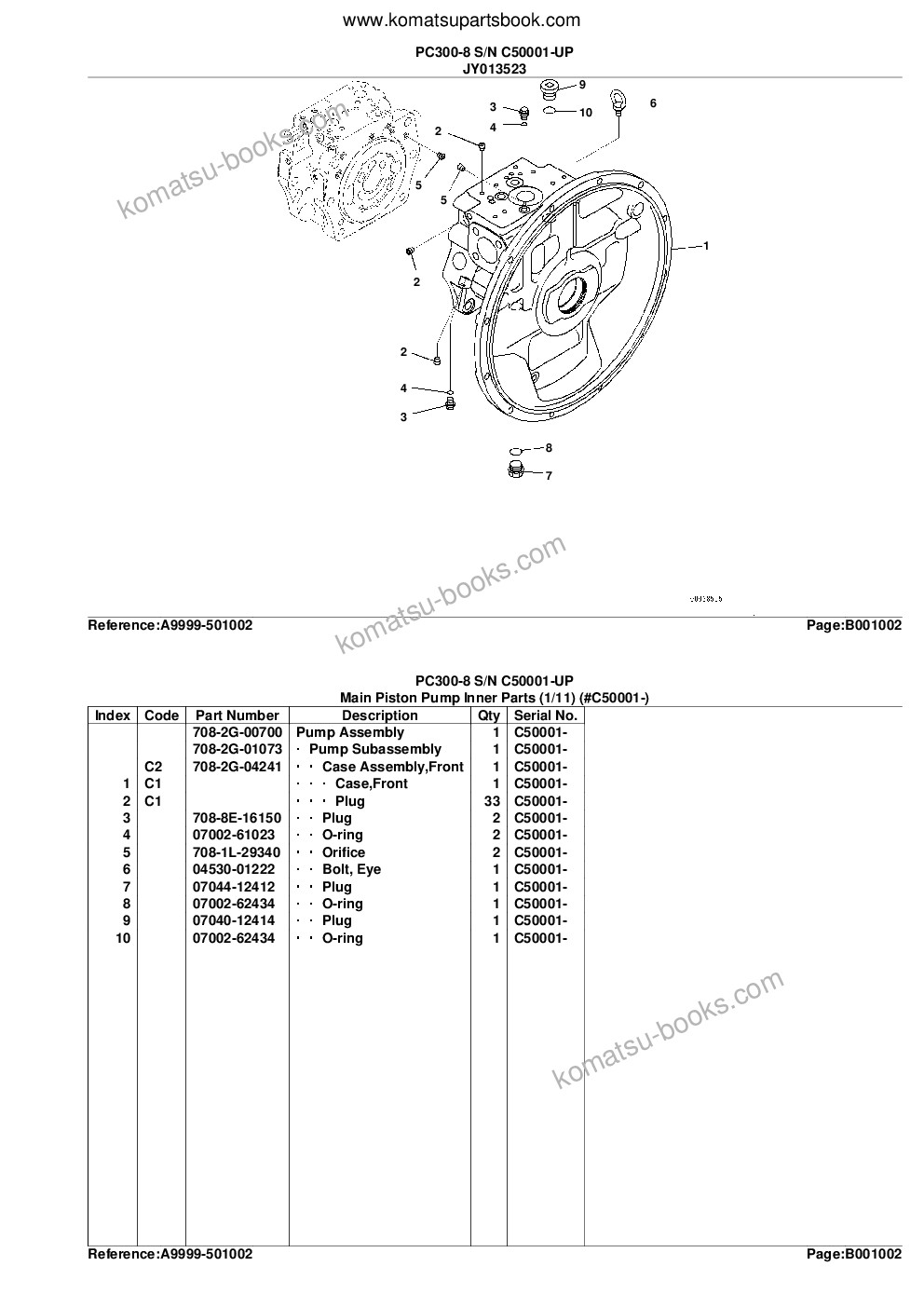 Komatsu pc300-8 s/n 60022-up Каталог запчастей обложка Страница 5