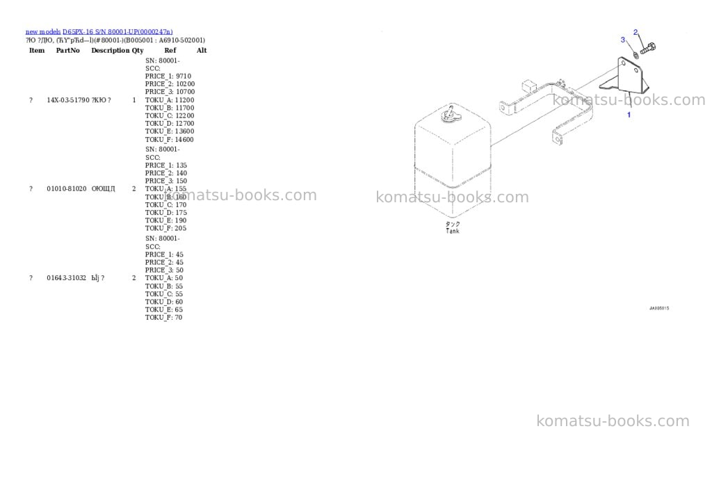 Komatsu D65PX-16 S/N 80001-UP Parts catalog cover Page 10 Komatsu D65PX-16 S/N 80001-UP Parts catalog cover Page 10