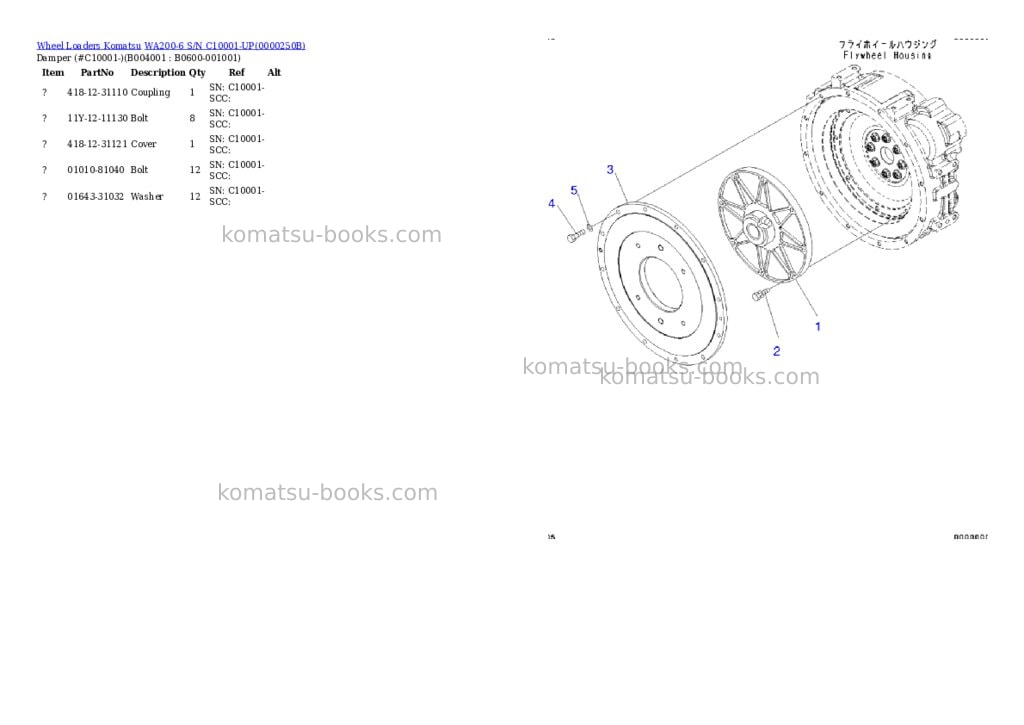 Komatsu wa200-6 s/n c10001-up Parts catalog cover Page 8