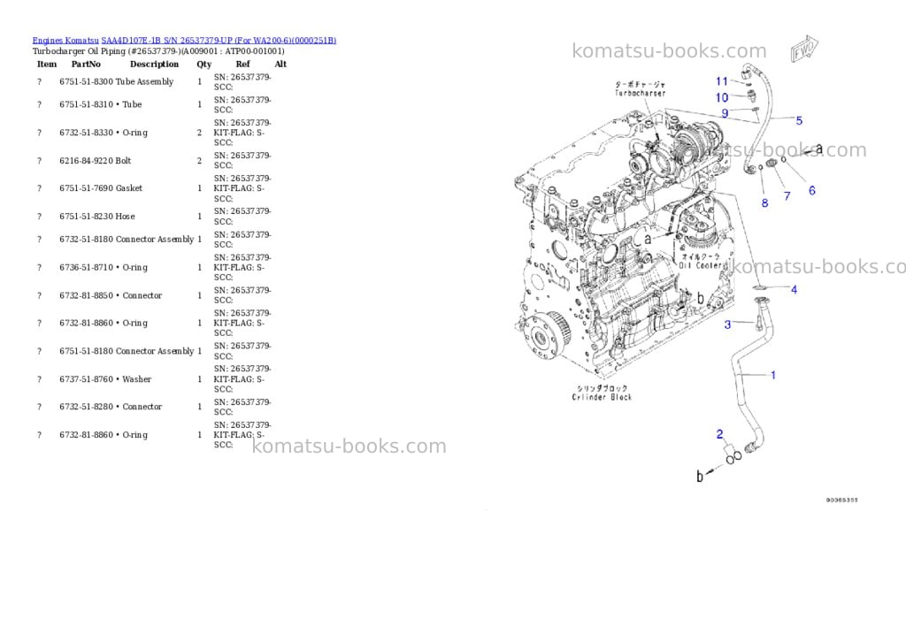 Komatsu saa4d107e-1b s/n 26537379-up for wa200-6 Parts catalog cover Page 8