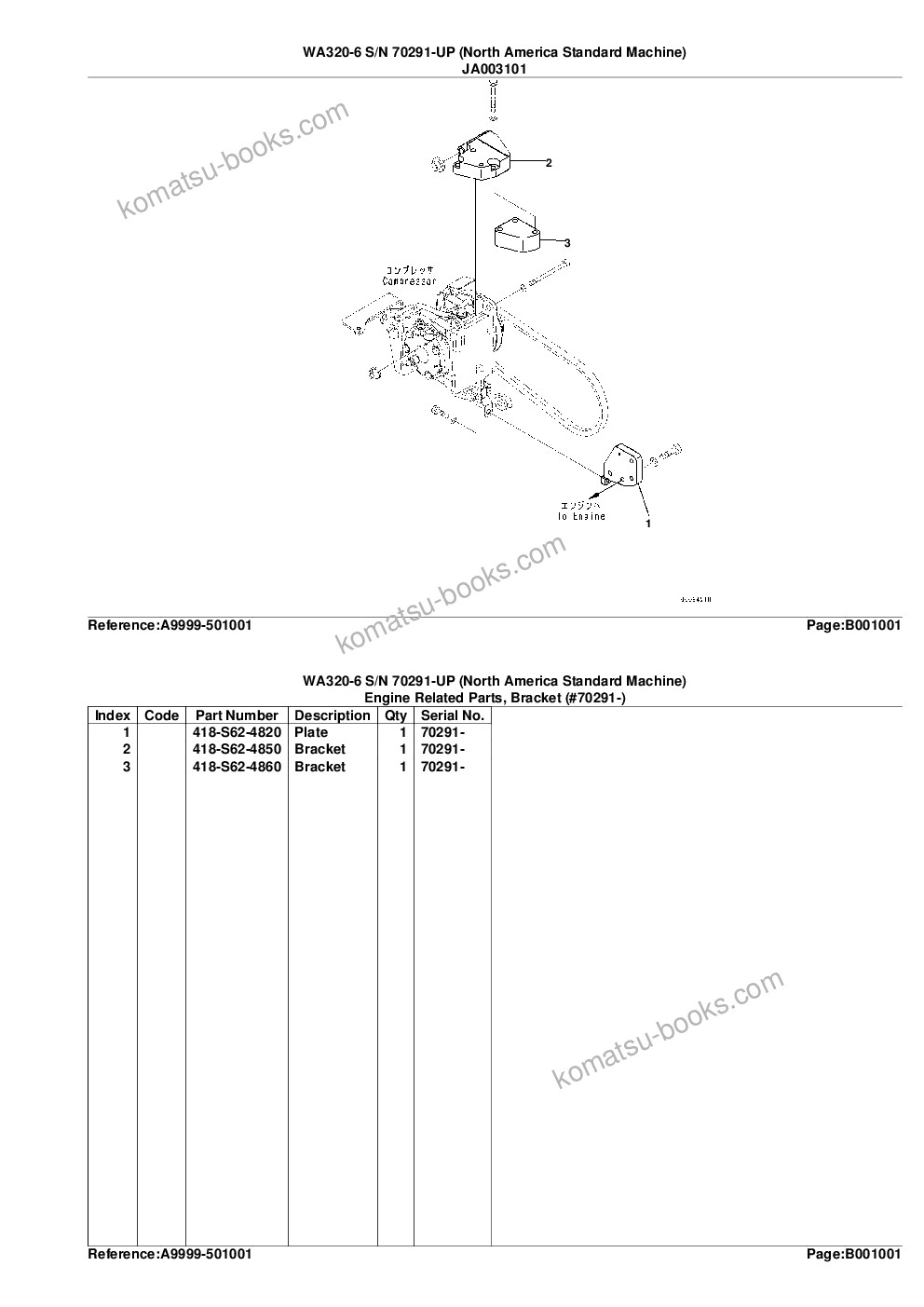 Komatsu WA320-6 S/N 70291-UP (North America Standard Machine) Parts catalog cover Page 4 Komatsu WA320-6 S/N 70291-UP (North America Standard Machine) Parts catalog cover Page 4