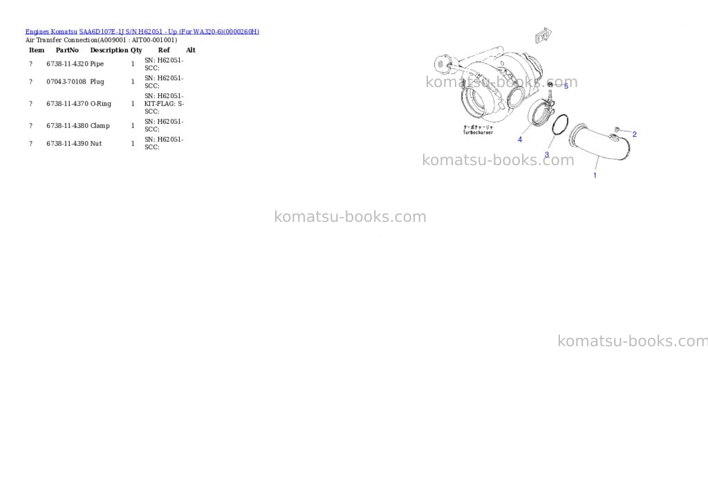 Komatsu saa6d107e-1j s/n h62051 - up for wa320-6 Parts catalog cover Page 8