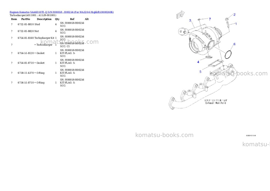 Komatsu saa6d107e-1j s/n h00059 - h00256 for wa320-6 highlift Parts catalog cover Page 10 Komatsu saa6d107e-1j s/n h00059 - h00256 for wa320-6 highlift Parts catalog cover Page 10