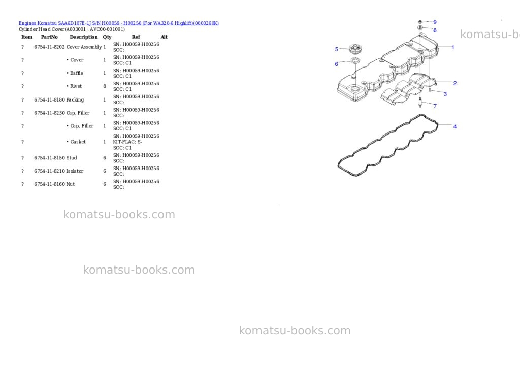 Komatsu saa6d107e-1j s/n h00059 - h00256 for wa320-6 highlift Parts catalog cover Page 2 Komatsu saa6d107e-1j s/n h00059 - h00256 for wa320-6 highlift Parts catalog cover Page 2