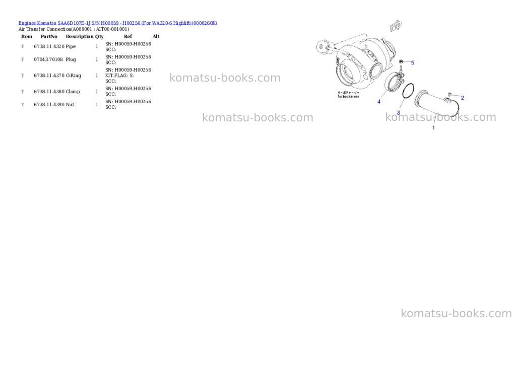 Komatsu saa6d107e-1j s/n h00059 - h00256 for wa320-6 highlift Parts catalog cover Page 8 Komatsu saa6d107e-1j s/n h00059 - h00256 for wa320-6 highlift Parts catalog cover Page 8