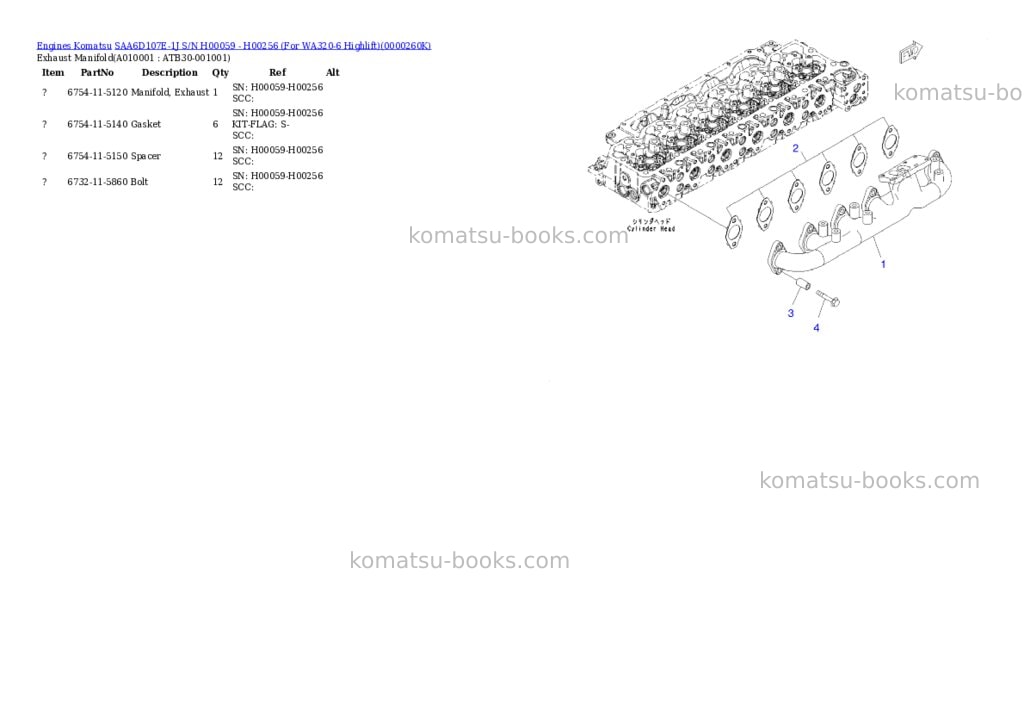 Komatsu saa6d107e-1j s/n h00059 - h00256 for wa320-6 highlift Parts catalog cover Page 9 Komatsu saa6d107e-1j s/n h00059 - h00256 for wa320-6 highlift Parts catalog cover Page 9