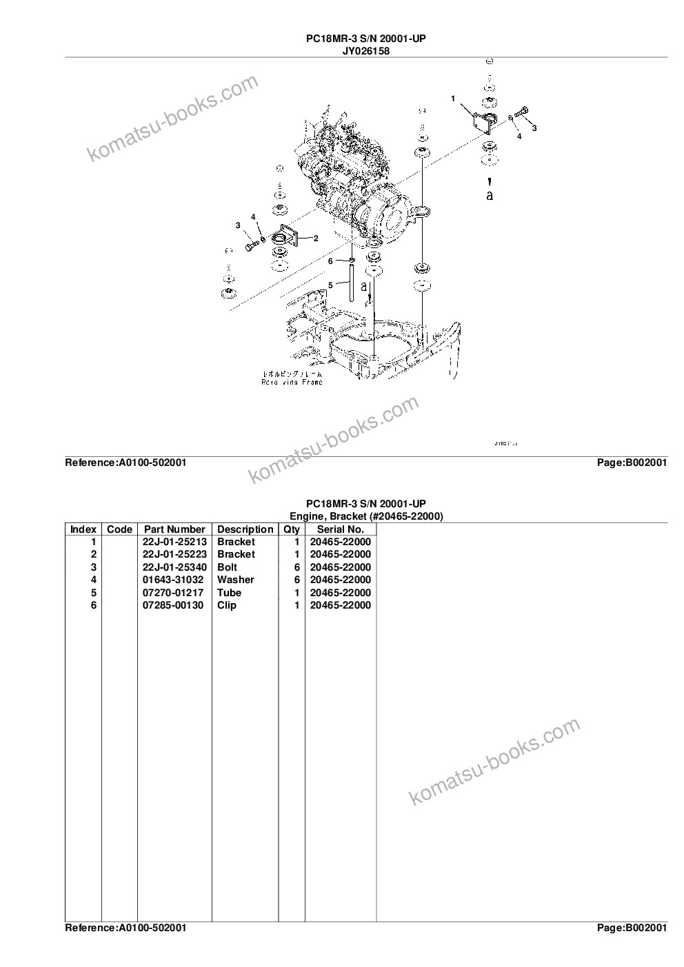 Komatsu PC18MR-3 S/N 20001-UP Parts catalog cover Page 6 Komatsu PC18MR-3 S/N 20001-UP Parts catalog cover Page 6