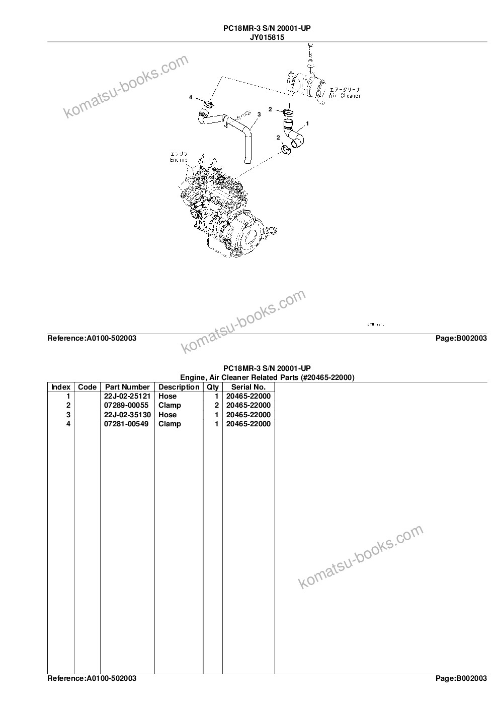 Komatsu PC18MR-3 S/N 20001-UP Parts catalog cover Page 8 Komatsu PC18MR-3 S/N 20001-UP Parts catalog cover Page 8